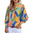 thumbnail image 1 of KBZDBZC Tshirts Shirts for Women Women 2024 Loose V Neck Shirts Paisley Print Sleeve Blouse Tops Women's Blouse Tshirt for Women Womens Tee Shirt (Blue,XXL), 1 of 6