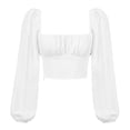 thumbnail image 1 of KBZDBZC Tshirts Shirts for Women Square Collar Drape Long Sleeves Slim Fashion Women Elegant Tops Women’S Blouses Womens Tops Womens Shirts (White,M), 1 of 4