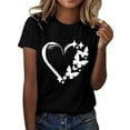 thumbnail image 1 of KBZDBZC Tshirts Shirts for Women Women's Love Butterfly Print Round Neck Short Sleeve T Shirt Top Womens Tops (Black,L), 1 of 4