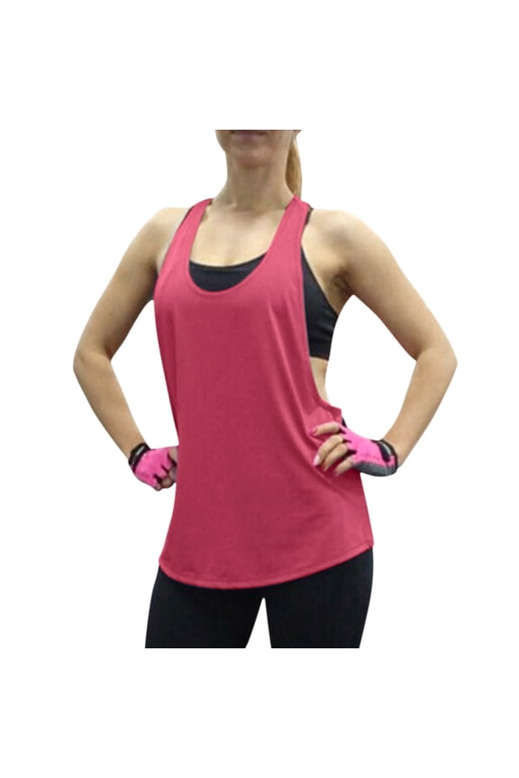 Women Tank Tops Women's Sport Vest Custom Casual Running Fitness Workout Yoga Muscle Shirt Gym Tank Top Plus Size Tank Tops for Women Tank Top for Women (Watermelon Red,L)
