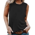 thumbnail image 1 of KBZDBZC Women Tank Tops Women's Summer Sleeveless Tank Top Loose Fit Casual Crew Neck T Shirts Basic Tee Tops Tank Top Womens Tank Tops Loose Fit Womens Summer Tops(Black,XXL), 1 of 5