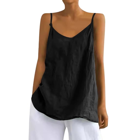 KBZDBZC Women's Tank Tops 2024 and The United States Cotton and Linen Undershirt Women's Summer New Loose Cotton and Linen Inner Take Sleeveless Bottoming Blouse Women's Summer Tops (Black,S)