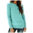 thumbnail image 1 of KBZDBZC Womens Blouses Casual Long Sleeve Solid Color Casual Round Neck T-Shirt Long-Sleeved Top Women Blouse Tshirts Women Womens Tee Shirts (Mint Green,M), 1 of 6