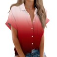 thumbnail image 1 of KBZDBZC Womens Blouses Casual Shirts for Women Cotton Womens Short Sleeve Shirts V Neck Collared Button Down Blouse Tops Camp Shirt S 6Xl Women Blouses Womans T Shirts (Watermelon Red,XXL), 1 of 6