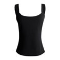 thumbnail image 1 of KBZDBZC Womens Tank Tops Slim Female Low Cut Square Neck Tank Top Line Neck Low Cut Halter Slim Top Fashion Solid Color Sleeveless Tight Vest Women's Summer Tops Women Tops (Black,XL), 1 of 4