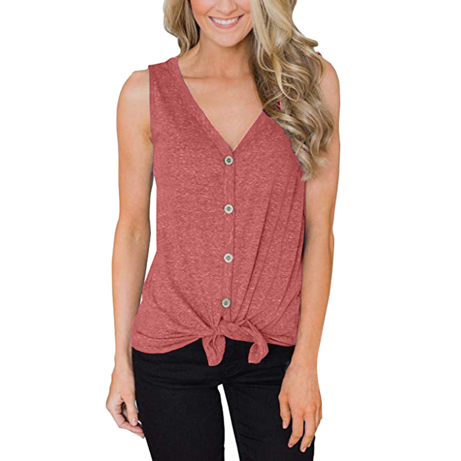 KBZDBZC Womens Tank Tops Women's Solid Color V Neck Sleeveless Cardigan