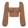 thumbnail image 1 of KBZDBZC Womens Tops and Blouses Square Collar Drape Long Sleeves Slim Fashion Women Elegant Tops Blouses T-Shirt for Women Womens Tee Shirts (Coffee,M), 1 of 3