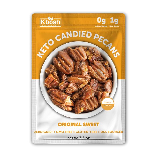KBosh Keto Candied Pecans Sweet and Crunchy Low Carb Snacks with No