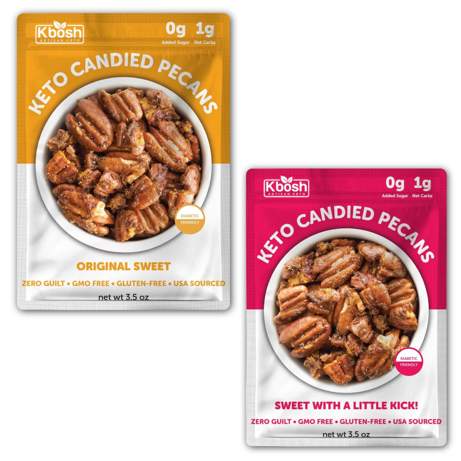 KBosh Keto Candied Pecans Sweet and Crunchy Low Carb Snacks with No