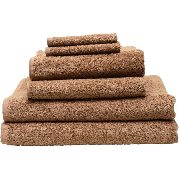 KC Basics 100% Cotton Quick-Dry Turkish Bath Towel 6-Piece Set – Brown