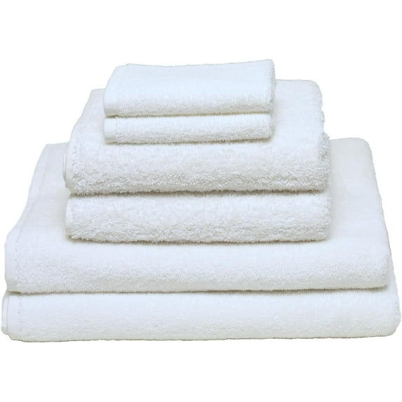 KC Basics 100% Cotton Quick-Dry Turkish Bath Towel 6-Piece Set – White