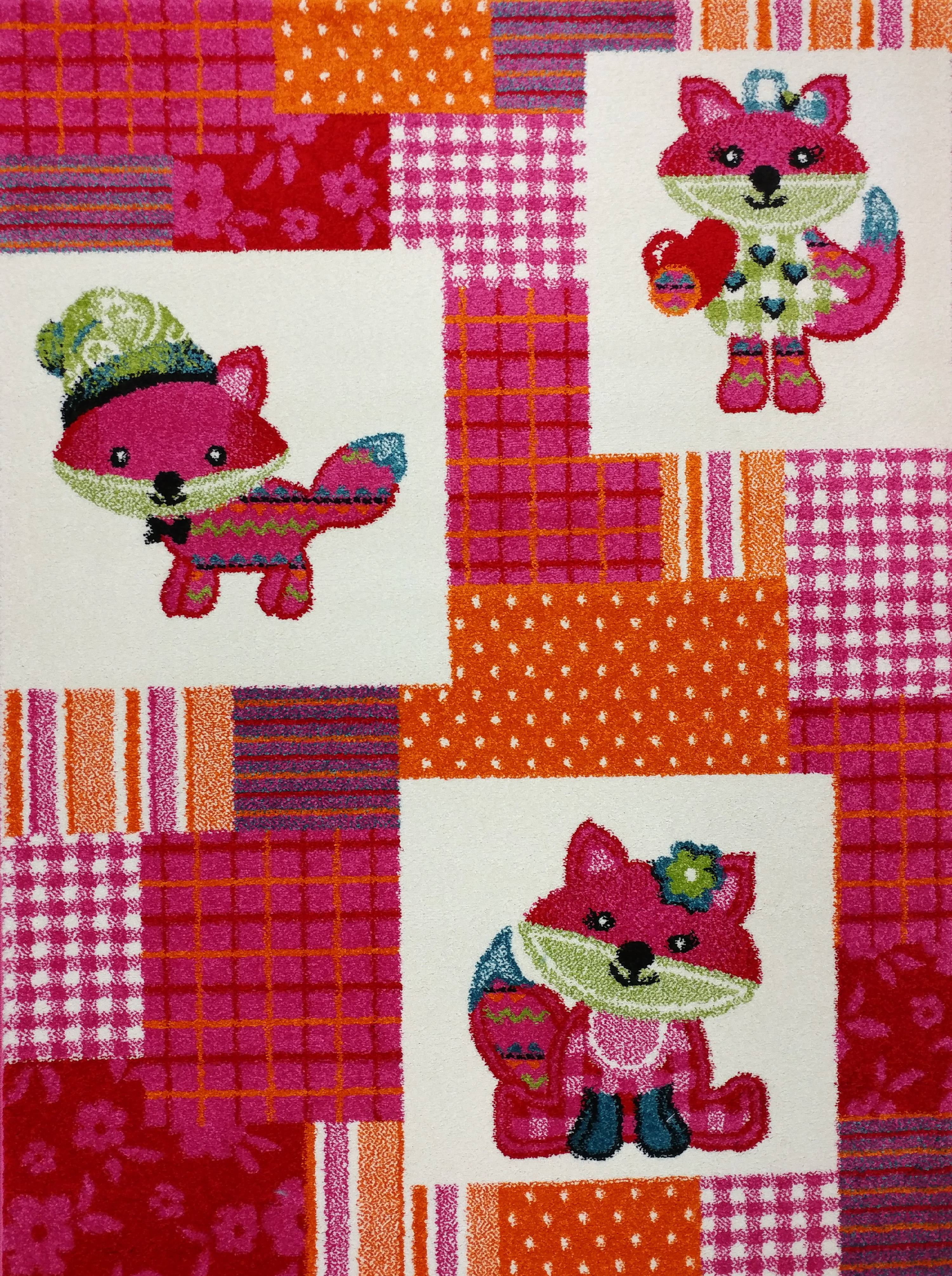 KC CUBS Boy and Girl Bedroom Modern Decor Area Rug and Carpet Collection For Kids and Children (5' 3" x 7' 3", Pink Fancy Fox)
