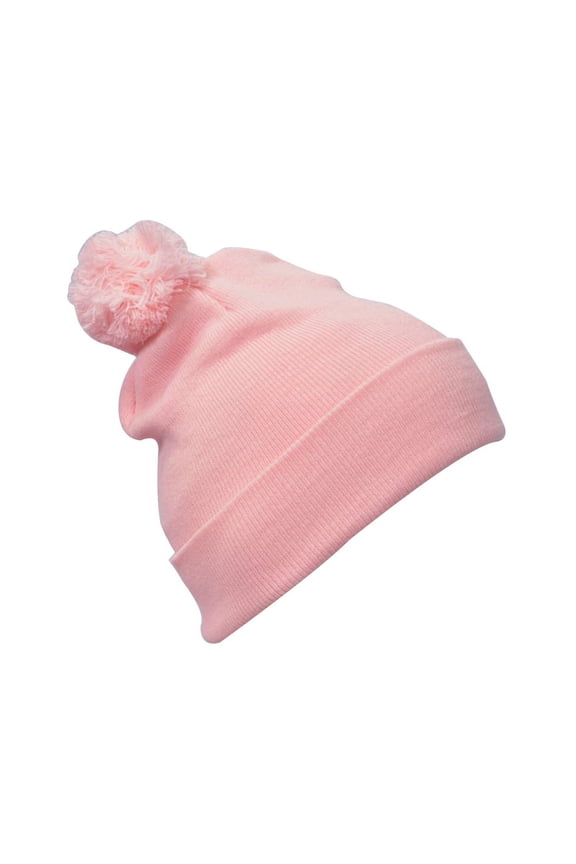 Super Soft and Comfy Knit Pom Pom Beanie Winter Cap Pink