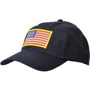 KC Caps Unisex Adjustable Twill USA American Flag Baseball Cap Hat, Black