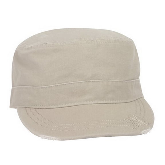 KC Caps Unisex Khaki Sports Baseball Flat Top Cap, Outdoor Travel Washed Canvas Hat, Casual Military Style