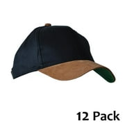 KC Caps Unisex Two-Tone Cotton Twill Adjustable Baseball Cap with Suede Bill, Black/Brown