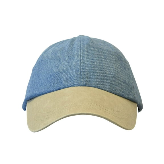 KC Caps® Unstructured Low-profile Two-Tone Denim Garment Washed Baseball Cap