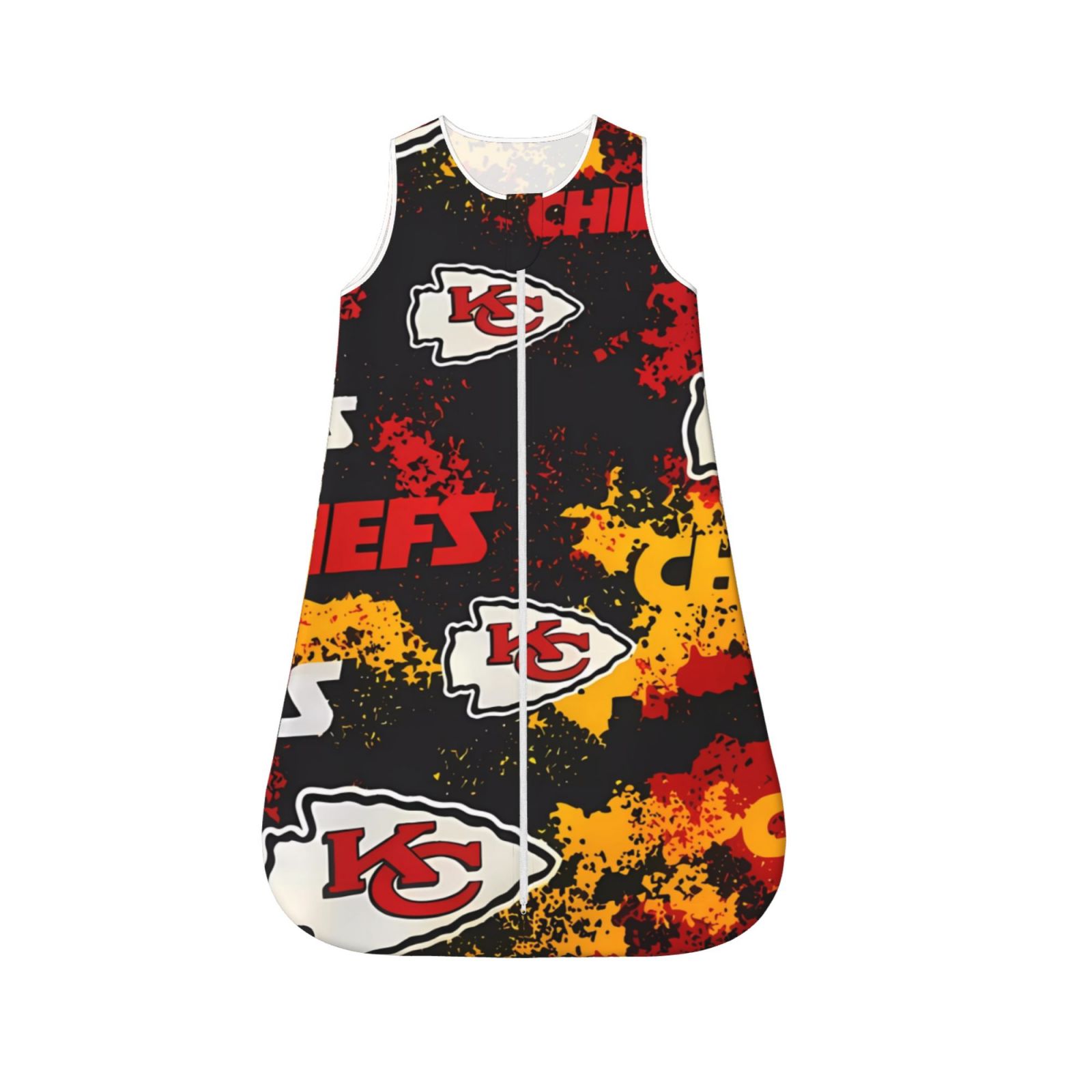 KC Chiefss Baby breathable sleeveless sleeping bag, zipper newborn sleeping bag, baby winter warm sleeping bag, football team pattern customization, suitable for 0-24 months old babies
