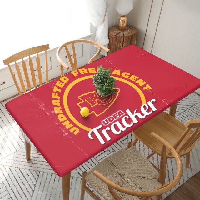 KC Chiefss Football Rectangular Stretch Tablecloth, 5' Oil and Stain