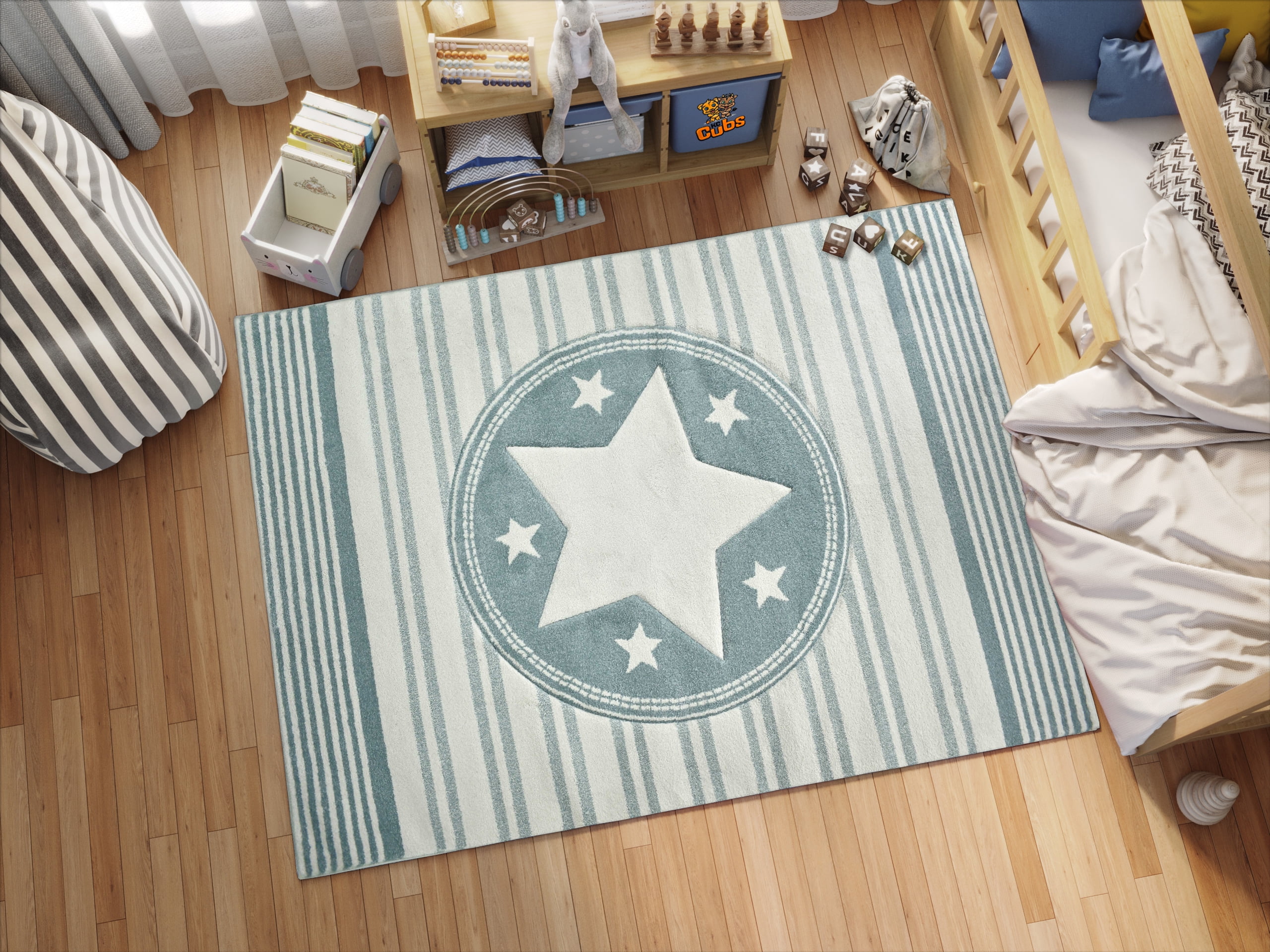 KC Cubs Boy & Girl Modern Decor Multicolor Area Rug and Carpet Collection for Kids, Toddlers and Baby Nursery, Stars & Stripes