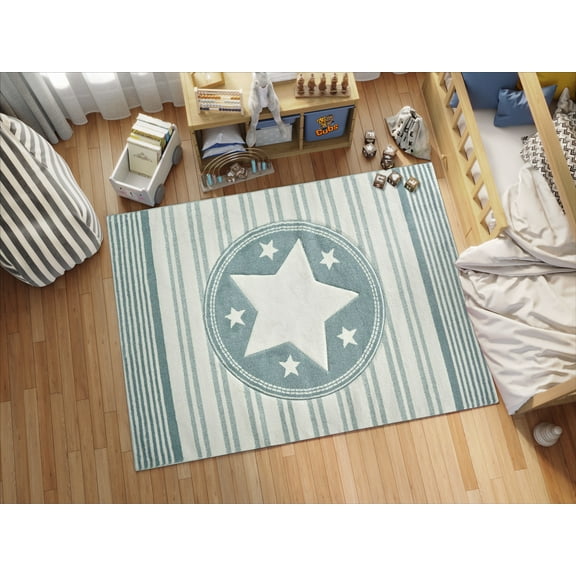 KC Cubs Boy & Girl Modern Decor Multicolor Area Rug and Carpet Collection for Kids, Toddlers and Baby Nursery, Stars & Stripes