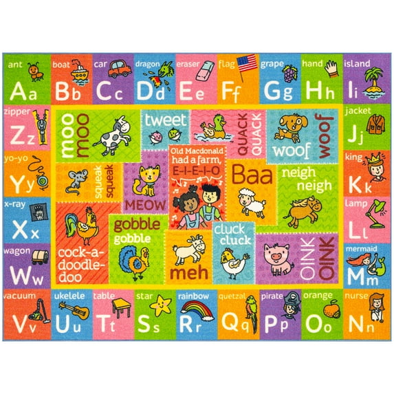 KC Cubs: Educational Rug: ABC Alphabet Animal Sounds - 3x5' Playmat - Interactive Letters Activity, Area Carpet, Bedroom-Classroom, Baby-Toddler-Kids