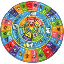 KC Cubs Playtime Collection ABC Alphabet, Seasons, Months and Days of The Week Educational Learning & Game Round Circle Area Rug Carpet for Kids and Children Bedrooms and Playroom