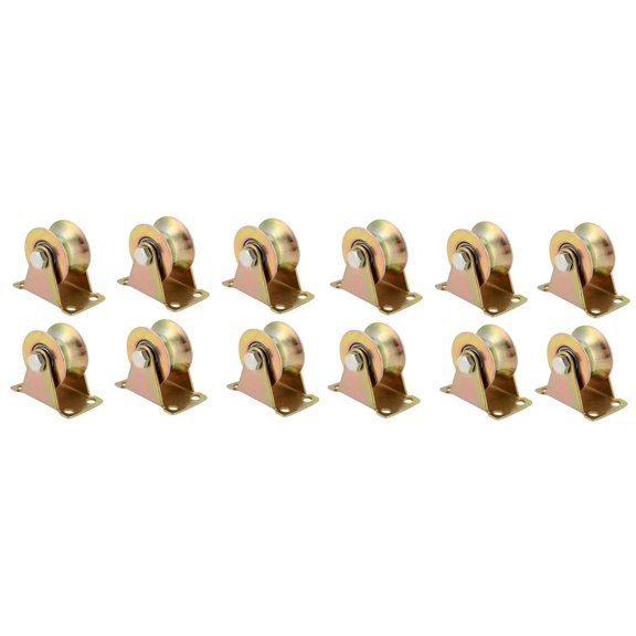 KC Hardware 2 Inch 660 LB 45# Steel U Groove Wheel Pulley, Sliding Gate Rollers with Bracket, Heavy Duty Rigid Caster for Inverted Track, Rolling Gate, Industrial Machines, Wire Rope Rail (12)