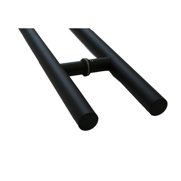 KC Hardware Round H-Shape Bar Stainless-Steel Entry Door Pull Push Door Handles, Interior or Exterior, Modern Contemporary, Black Finish (Anodize Matte Black, 36-inch)