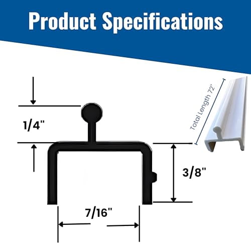 KC Hardware Aluminum Sliding Door Track - 72 Inch Bottom Rail Replacement For Screen Doors, Windows & Closets