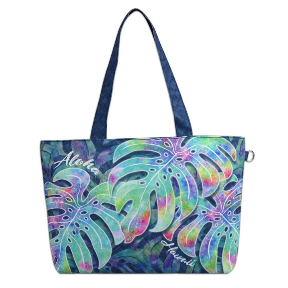 KC Hawaii by KC Hawaii Women's Medium Canvas Aloha Monstera Tote Handbag, Multicolor