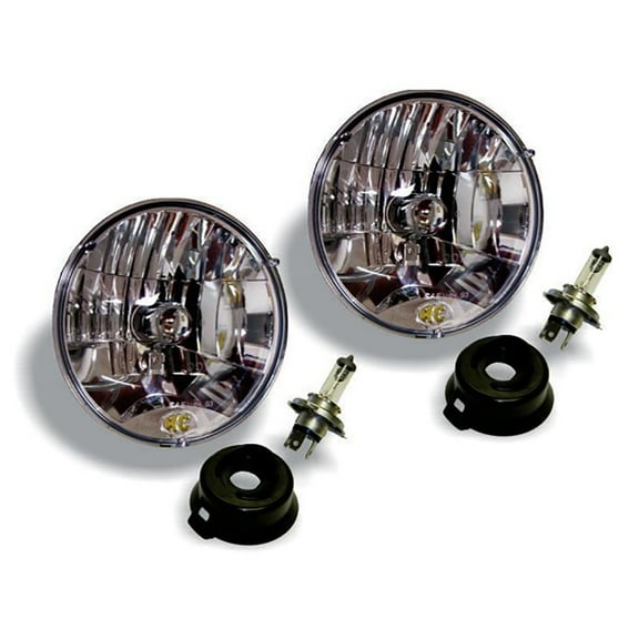 KC HiLiTES 42301 7" Round H4 Dot High/Low Beam Halogen Vehicle Headlights, Pair