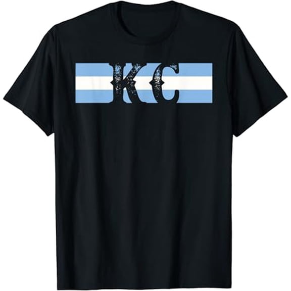 KC Kansas City Baby Blue Royal Blue Retro Stripes Vintage T-Shirt