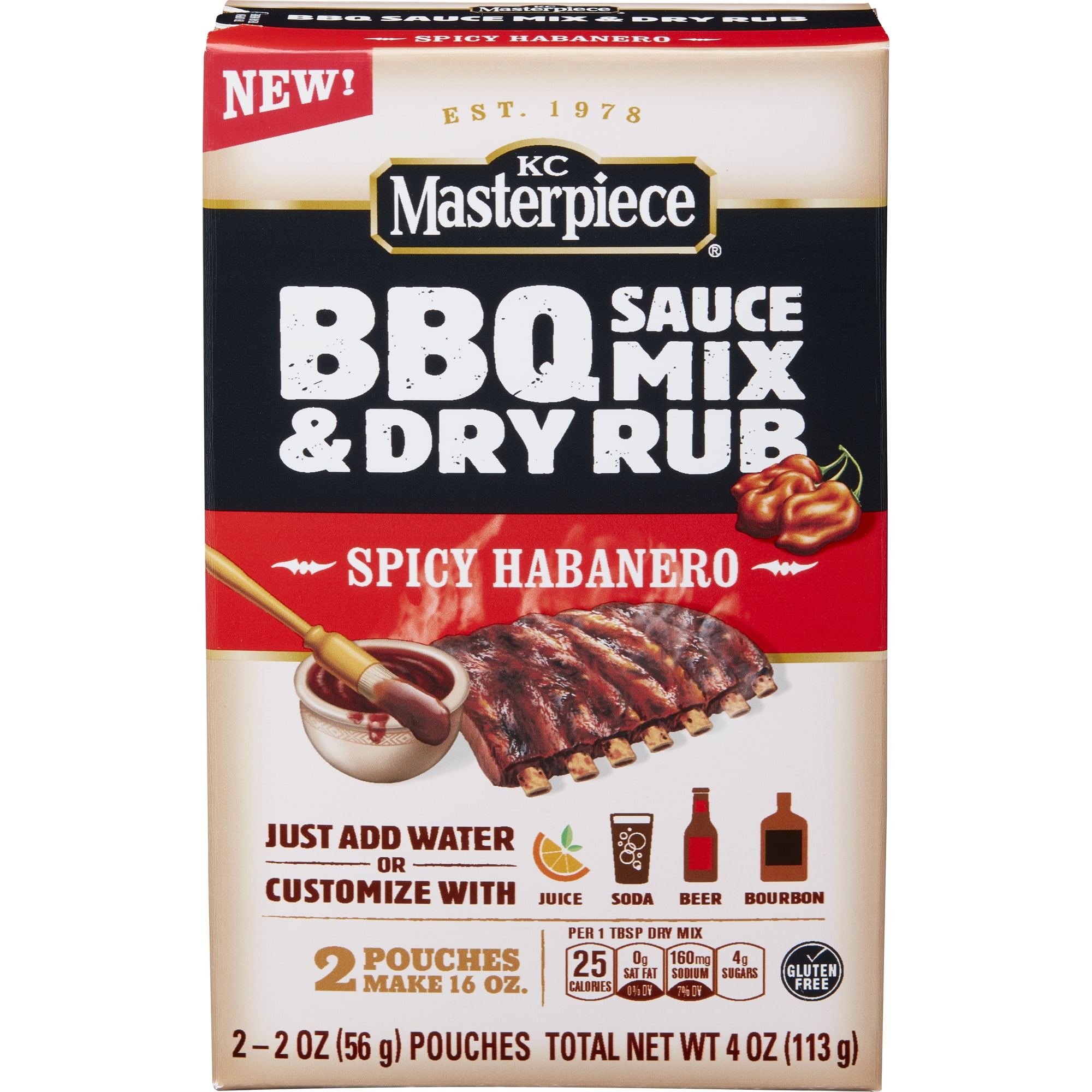 KC Masterpiece BBQ Sauce Mix & Dry Rub, Spicy Habanero, 4 oz