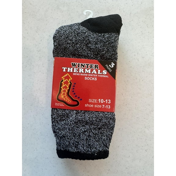 KC Republic 3 Pairs Mens Winter Thermal Heated Heavy Duty Warm Crew Socks Size 10-13