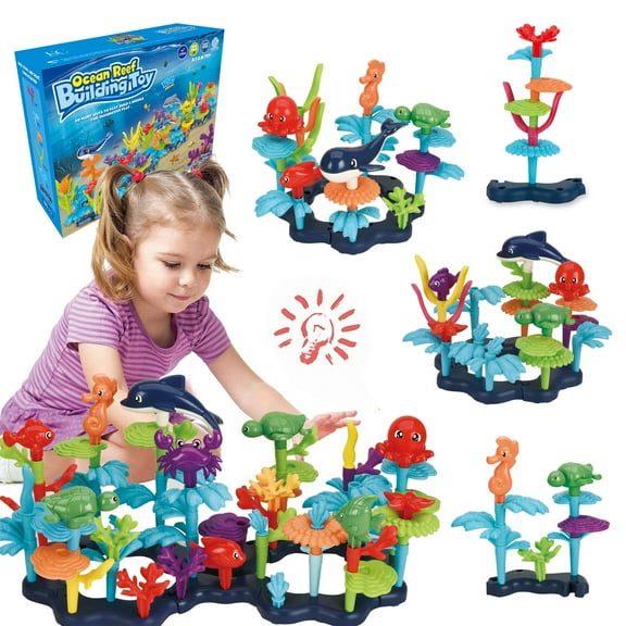 Ocean Reef Building Toy Set for Kids and Toddlers Age 3, 4, 5, 6 Year Old Girls and Boys Stacking Building Toy STEM (180 pcs)