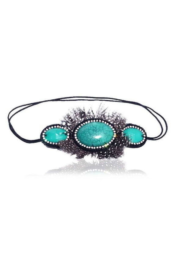 Turquoise Stone, Rhinestone, and Rhinestone Headband with Look Sheet on All the Different Ways to Wear | Great Gatsby Inspired