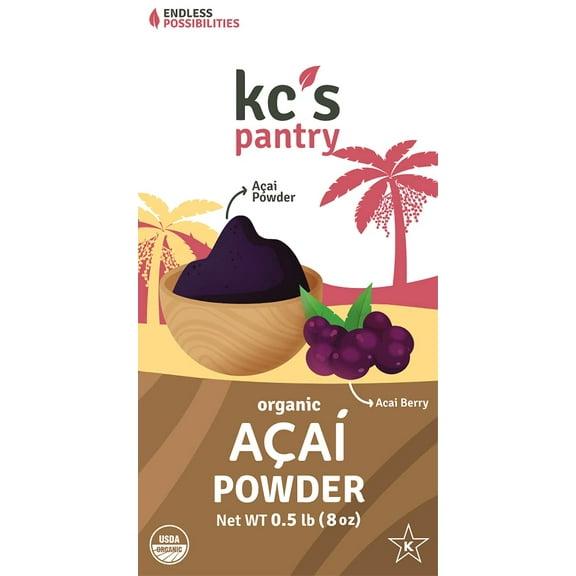 KC's Pantry Organic Acai Powder, 8 oz. Bag, 76 Servings Organic, Non-GMO, Vegan, Gluten-Free, Keto & Paleo, Kosher Perfect for Smoothies, Drinks, Tea & Baking, Yogurts, Salad Dressings, Desserts