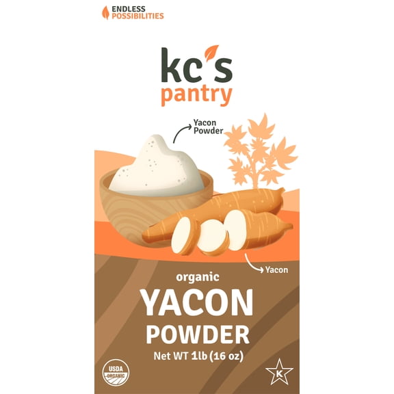 KC's Pantry Organic Yacon Powder, 1 lb. Bag, 30 Servings  Organic, Non-GMO, Fair Trade, Vegan, Gluten-Free, Low Glycemic Sweetner, Kosher  Perfect for use in Drinks, Smoothies and Baking