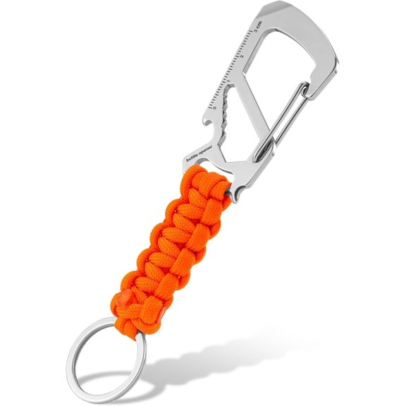 KC00 Paracord Carabiner Clip, 550 Parachute Lanyard Multitool for Outdoor, Backpacks, Men & Women