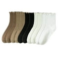 thumbnail image 1 of KCAHPAN 5 Pairs Ribbed Knitted Ruffle Crew Socks for Women and Girls Elastic Cuffs Casual Frilly Dress Socks Comfort Footwear, 1 of 21