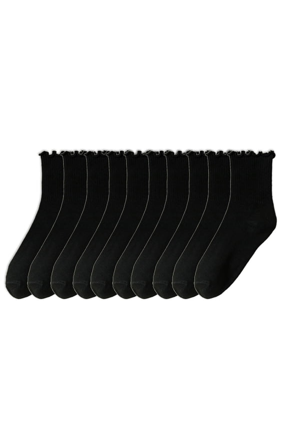 5 Pairs Ribbed Knitted Ruffle Crew Socks for Women and Girls Elastic Cuffs Casual Frilly Dress Socks Comfort Footwear