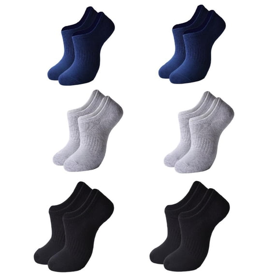 KCAHPAN 6 Pairs Plain Color Low Cut Invisible Short Ankle Socks for Stylish Men Gift