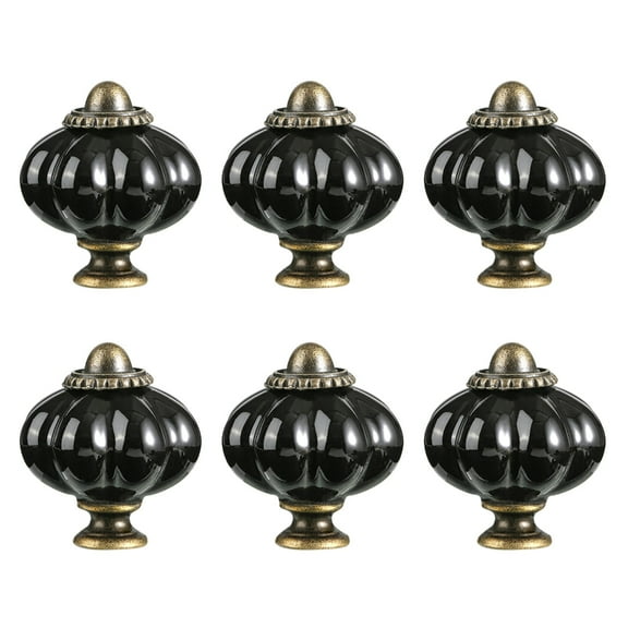KCAHPAN 6Pcs Ceramic Cabinet Knob Wardrobe Pulls Pumpkin Shape Drawer Knob Furniture Decorative Handle Furniture Hardware