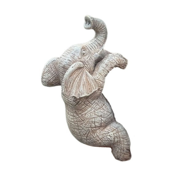 KCAHPAN Cute Climbing Elephant Statues Flower Pot Hugging Resin Hanging Animals Figurine
