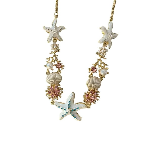 KCAHPAN Lovely Ocean Necklace Elegant Starfish Shell Pearls Bracelet Delicate Jewelry