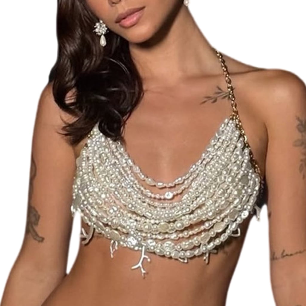 トップス S customize chain tops Body Chain Crop Top