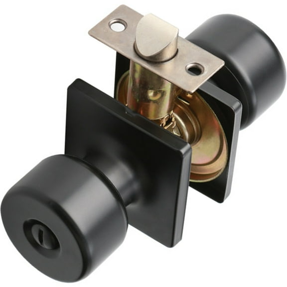 KCAHPAN Matte Black Sturdy Zinc Alloy Door Knobs Featuring Lock and Key Suitable for Bedroom and Bathroom Door Decoration