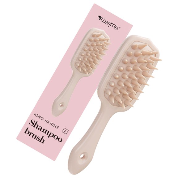 KCAHPAN Practical Silicone Scalp Massaging Brush With Long Handle Detangling Hair Comb