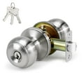 thumbnail image 1 of KCAHPAN Round Door Knobs Knobset Zinc Alloy Rotation Round Door Knobset Handle Round Shaped Entrance Lock Doorknob Easy to Use, 1 of 11